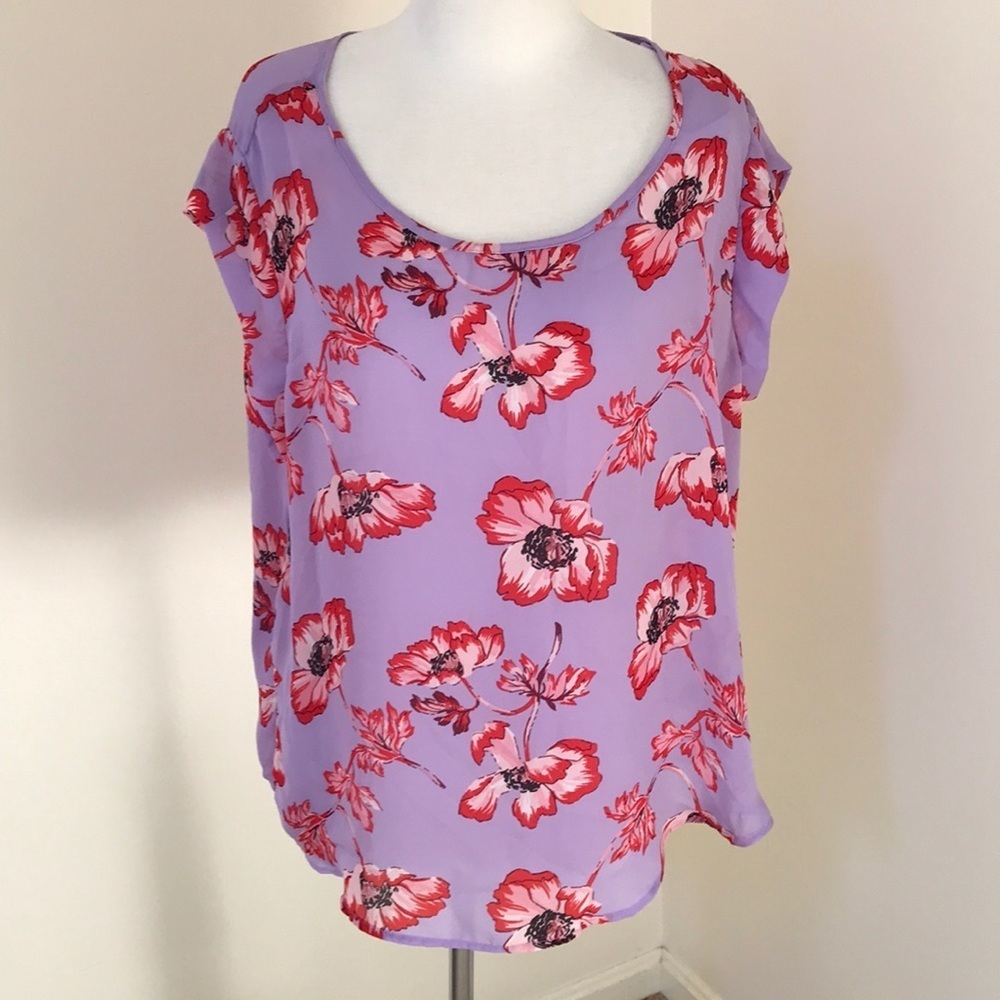 RACHEL ZOE Size XL lavender floral top